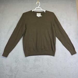St Johns‎ Bay Sweater Mens L Green V Neck Preppy Minimalist Nautical Academia